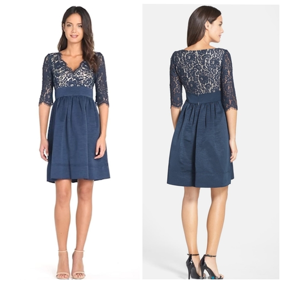 Eliza J Dresses & Skirts - Eliza J | NWOT Navy lace fit-and-flare dress